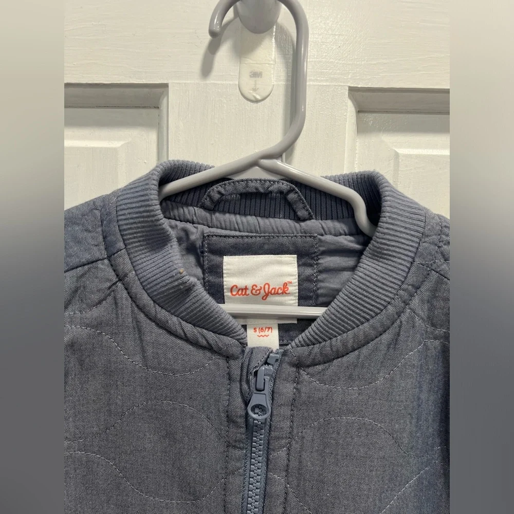CAT & JACK NWT Blue Quilted Aviation Full Zip Up Jacket Size 6/7 Boys BRAND NEW